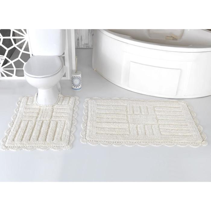 Набор ковриков Ancor, размер 60х100 см, 50х70 см, кремовый