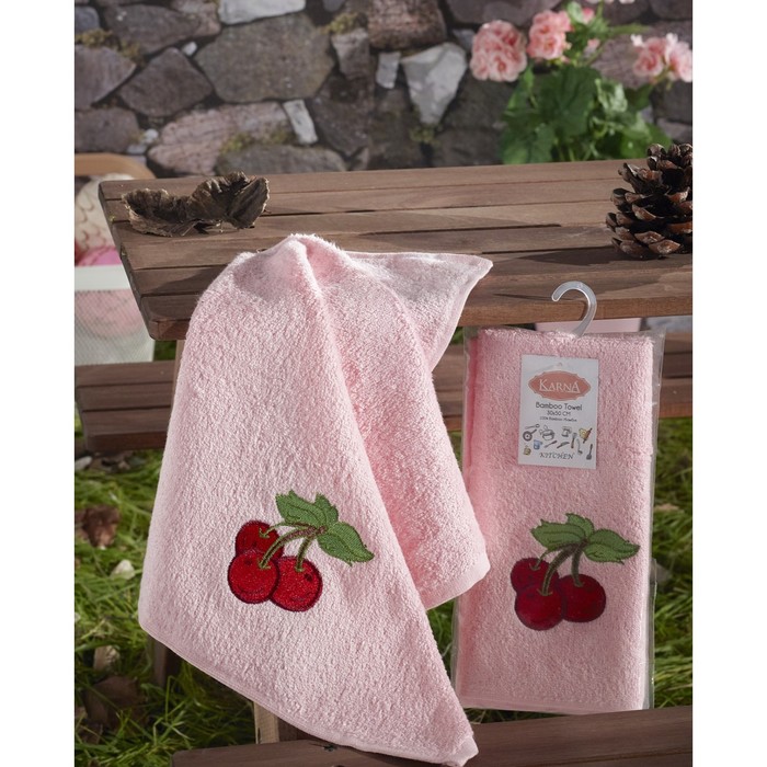 Салфетка Self с вышивкой, размер 30х50 см, бамбук V8