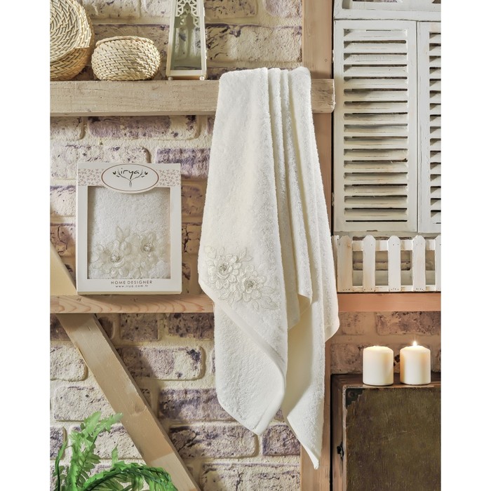 Полотенце Romantic, размер 70х130 см, молочный, махра 500 г/м2