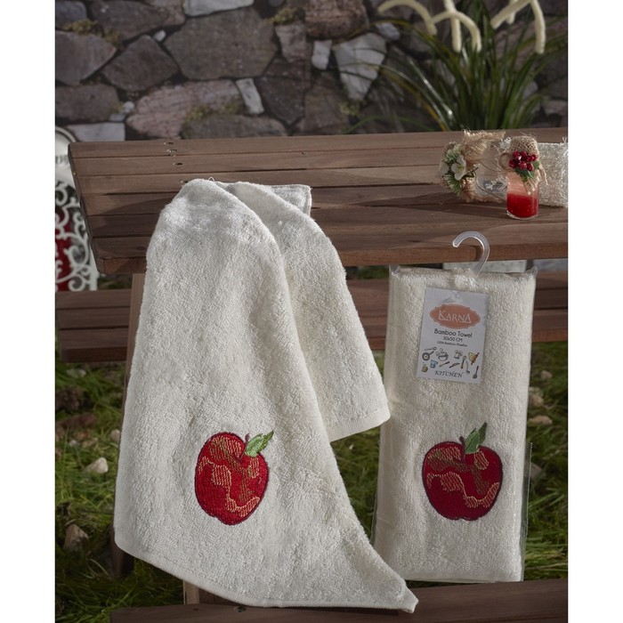 Салфетка Self с вышивкой, размер 30х50 см, бамбук V2