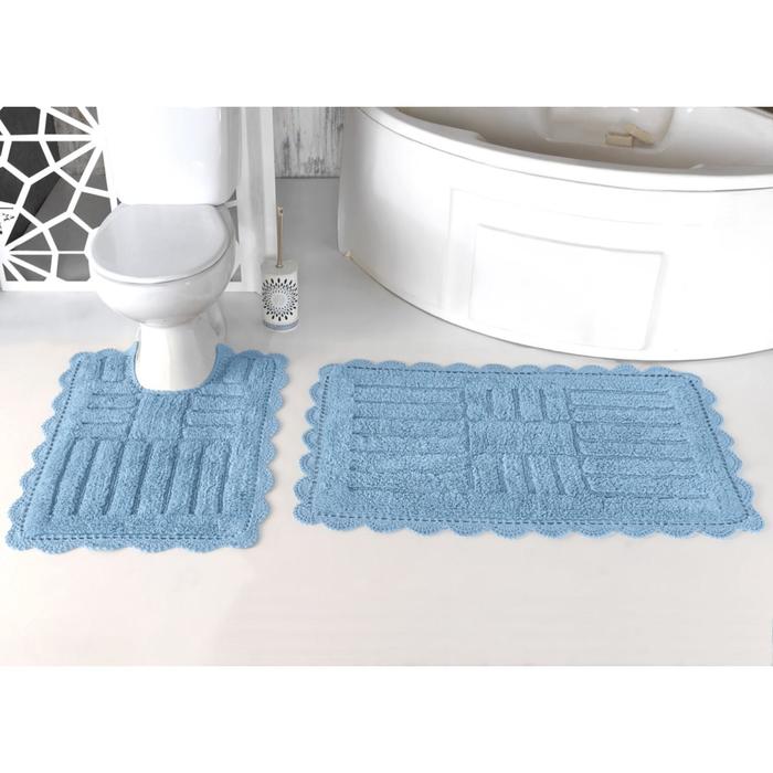 Набор ковриков Ancor, размер 60х100 см, 50х70 см, светло-голубой