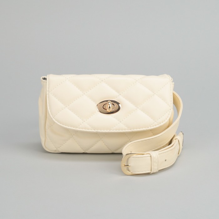 Сумка на пояс L-9801, 15*6*10, отд с перег на молнии, поясной ремень, молочный