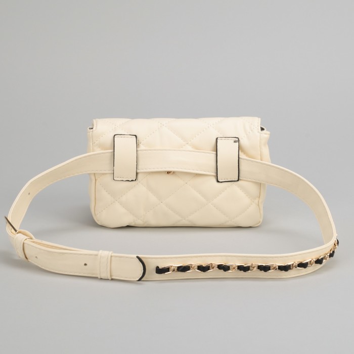 Сумка на пояс L-9801, 15*6*10, отд с перег на молнии, поясной ремень, молочный