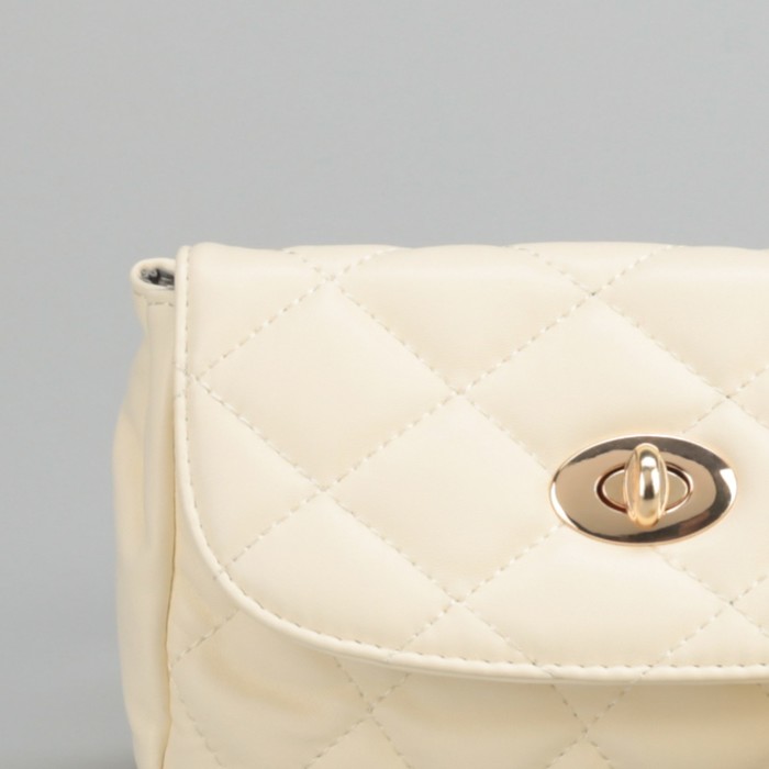 Сумка на пояс L-9801, 15*6*10, отд с перег на молнии, поясной ремень, молочный