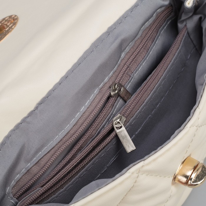 Сумка на пояс L-9801, 15*6*10, отд с перег на молнии, поясной ремень, молочный