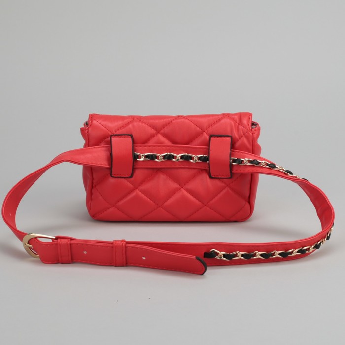 Сумка на пояс L-9801, 15*6*10, отд с перег на молнии, поясной ремень, красный