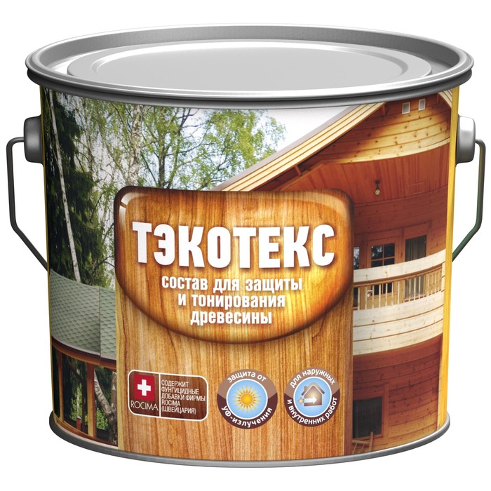 Состав ТЭКОТЕКС для защиты и тонирования древесины орех, ведро 2,1 кг