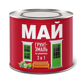 

Грунт-эмаль МАЙ на ржавчину 3 в 1 белая, 1,9кг