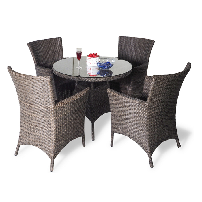 Обеденный комплект на 4 человека (круглый стол) коричневый