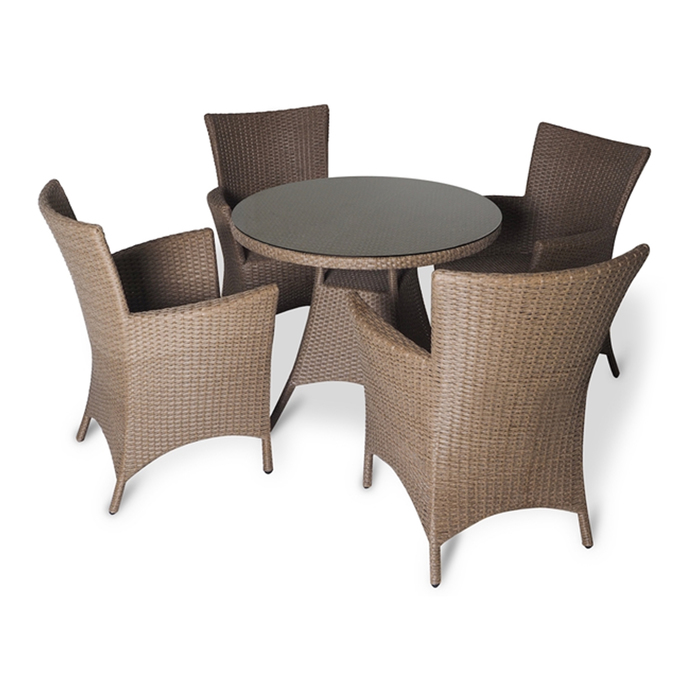 Обеденный комплект на 4 человека (круглый стол) бежевый