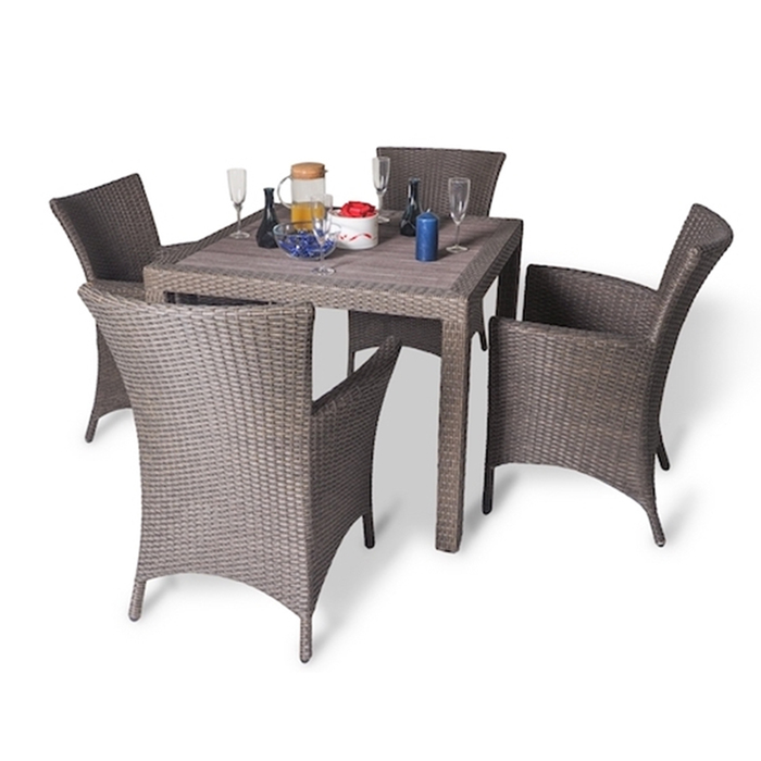 Обеденный комплект на 4 человека (квадратный стол) коричневый