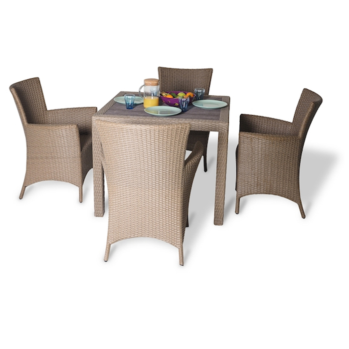 Обеденный комплект на 4 человека (квадратный стол) бежевый