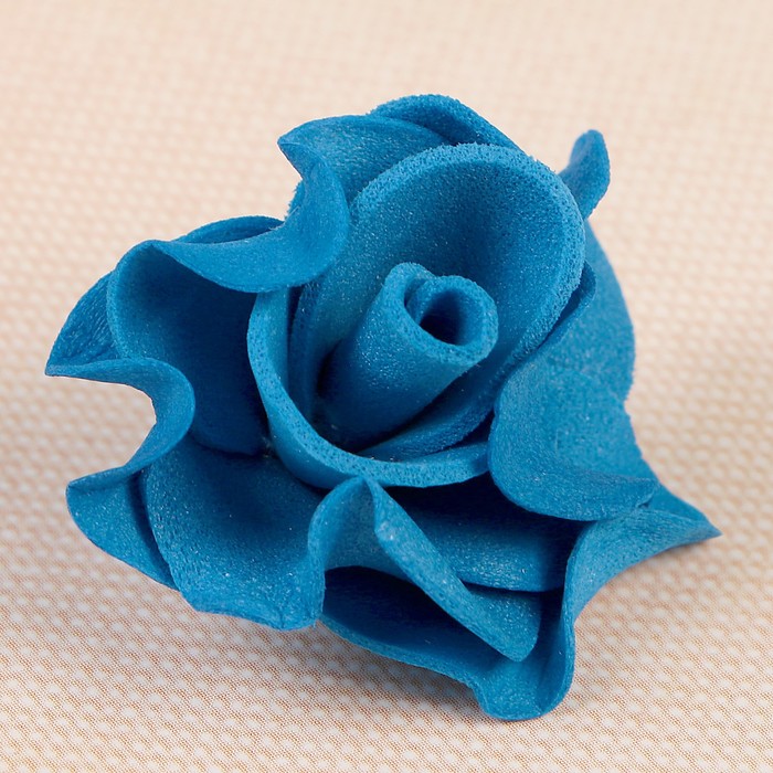 Цветок свадебный из фоамирана ручная работа D-3,5 см 10 шт ажурный край, цвет синий