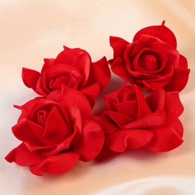 Набор цветов для декора из фоамирана, D=7,5 см, 4 шт, красный Ош