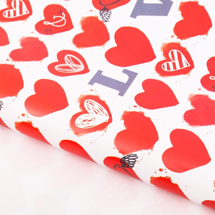 Бумага упаковочная глянцевая Love, 50 х 70 см