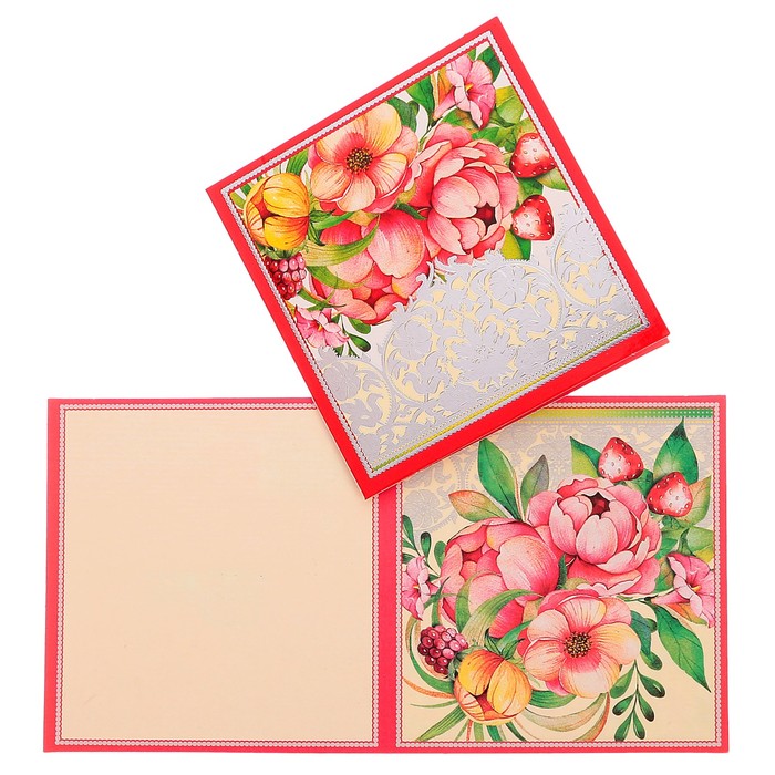 Открытка-мини "Универсальная" цветы, узор