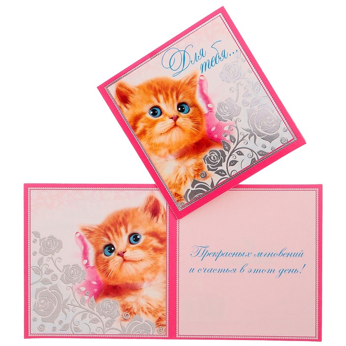 Открытка-мини "Для тебя..." котёнок