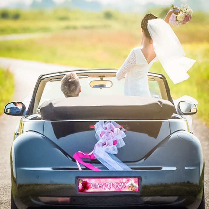 Наклейка на номер "Свадьба" розы, голуби