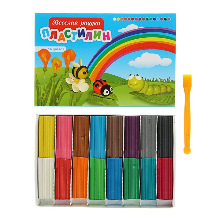Пластилин 16цв 320г Сана со стеком