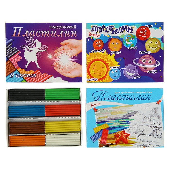 Пластилин 8цв 120г Сана Космос, Море, Фея (микс), без стека