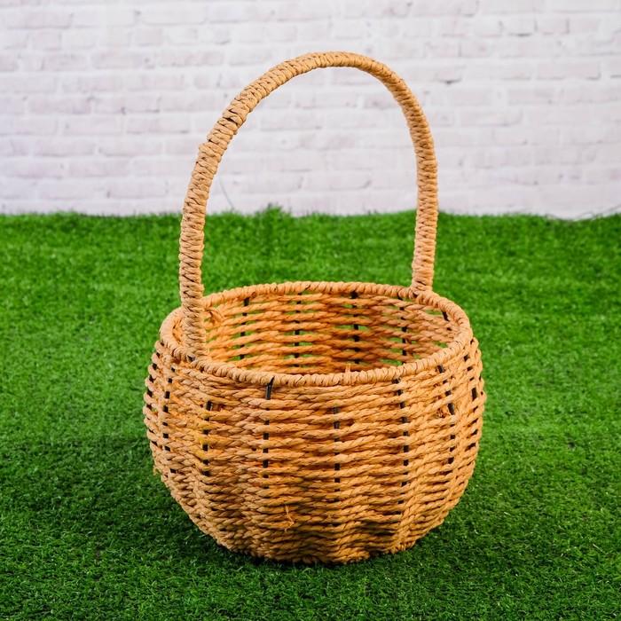 Корзина плетеная, бумажная лоза, 20х20х14/31см, натуральная