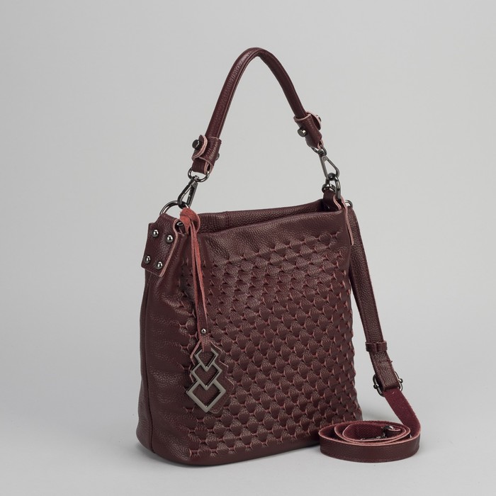 Сумка женская, отдел с перегородкой на молнии, наружный карман, длинный ремень, цвет бордовый