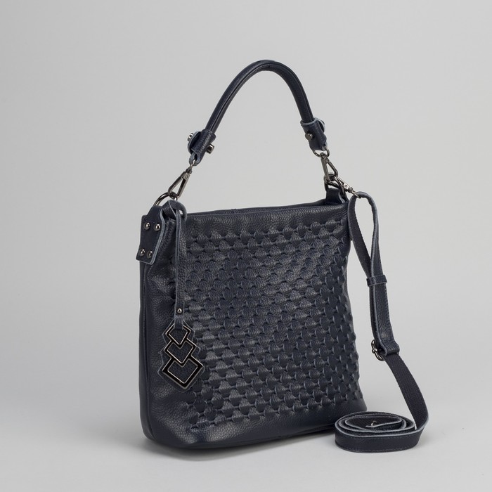 Сумка женская, отдел с перегородкой на молнии, наружный карман, длинный ремень, цвет синий