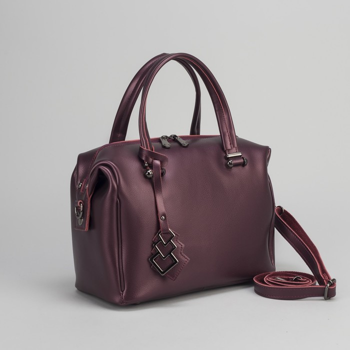 Сумка женская, отдел с перегородкой на молнии, наружный карман, длинный ремень, цвет бордовый