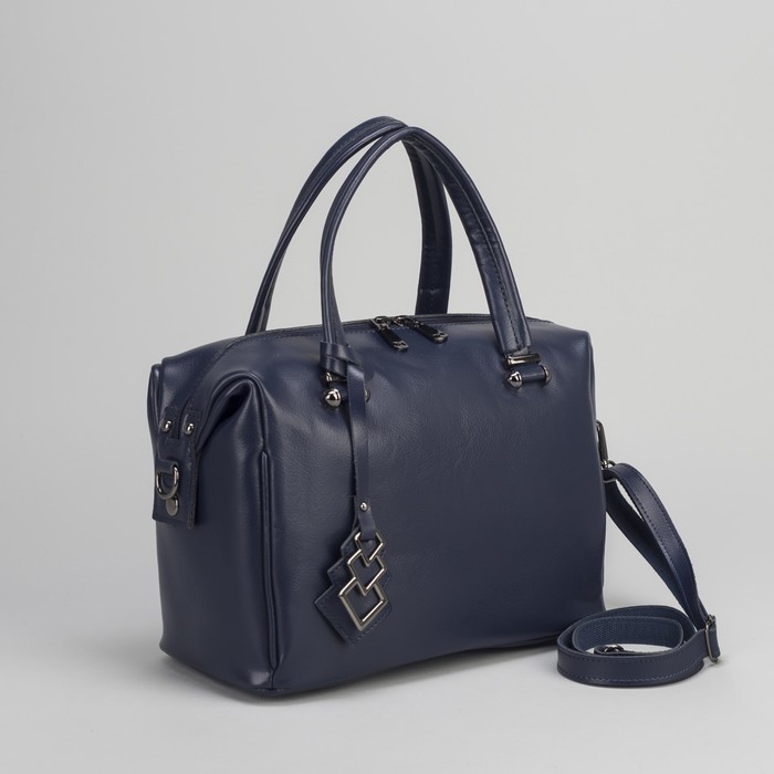 Сумка женская, отдел с перегородкой на молнии, наружный карман, длинный ремень, цвет синий