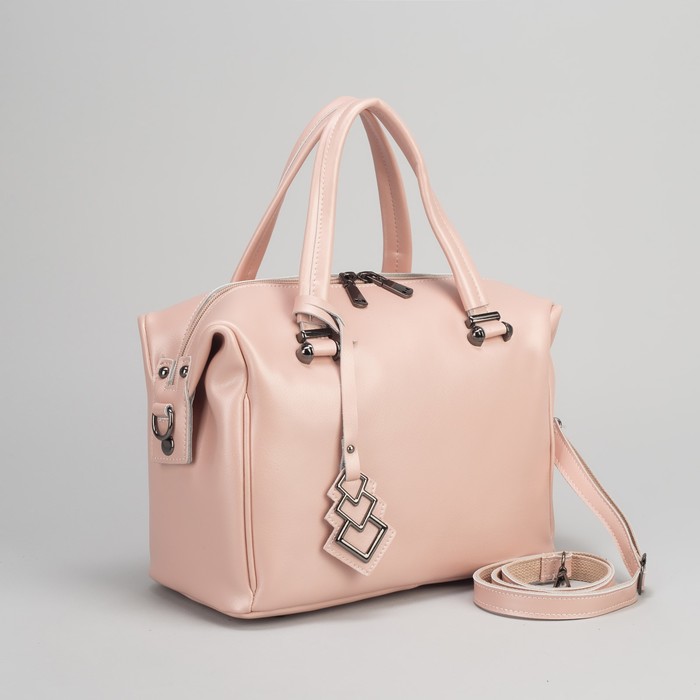 Сумка женская, отдел с перегородкой на молнии, наружный карман, длинный ремень, цвет розовый