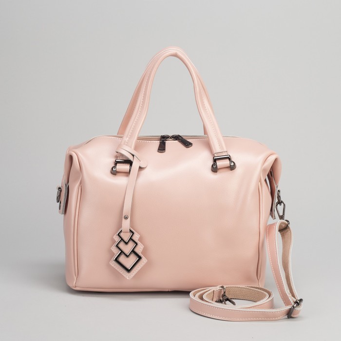 Сумка женская, отдел с перегородкой на молнии, наружный карман, длинный ремень, цвет розовый