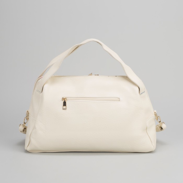 Сумка женская, отдел на молнии, наружный карман, длинный ремень, цвет молочный