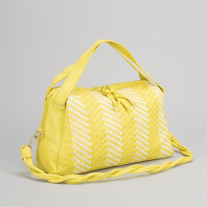 Сумка женская, отдел на молнии, наружный карман, длинный ремень, цвет жёлтый