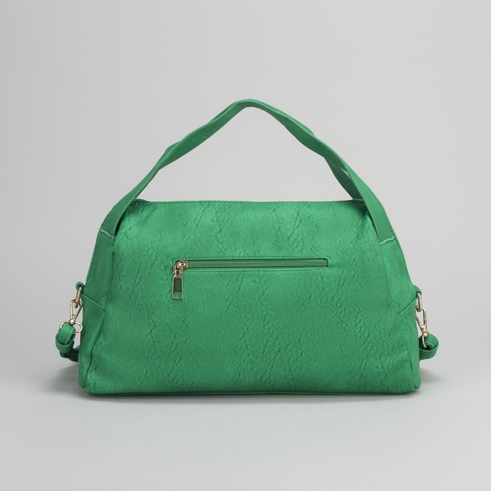 Сумка женская, отдел на молнии, наружный карман, длинный ремень, цвет зелёный