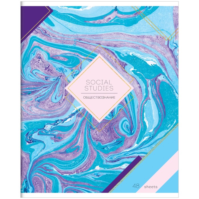 Тетрадь предметная 48 листов Greenwich Line "ColorTouch"-Обществознание, "софт-тач", тиснение зол. клетка