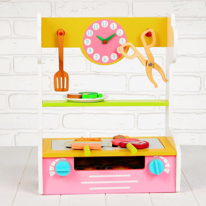 Игровой набор "Гриль", деревянная посуда и еда в наборе