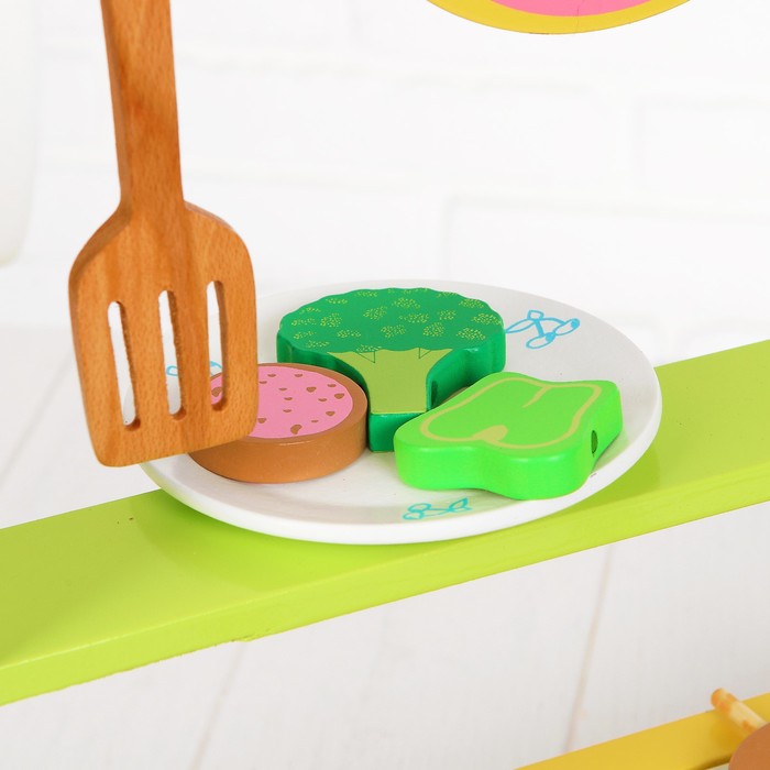 Игровой набор "Гриль", деревянная посуда и еда в наборе