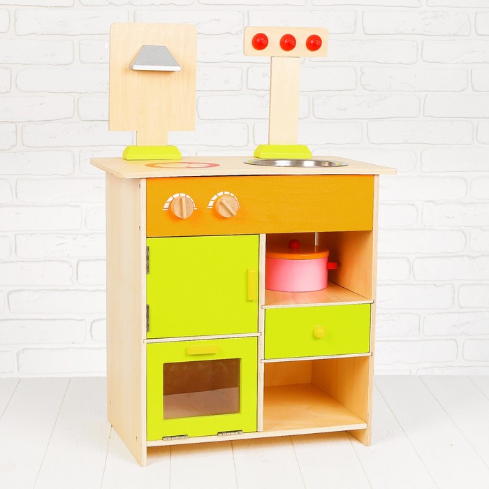 Игровой набор "Кухонный модуль", деревянная посуда в наборе