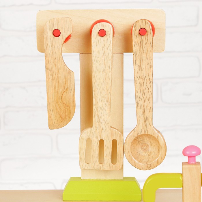 Игровой набор "Кухонный модуль", деревянная посуда в наборе