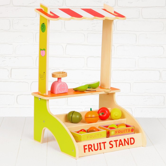 Игровой набор "Лоток с фруктами", деревянные фрукты в комплекте