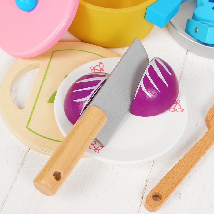 Набор деревянной посудки с рыбкой