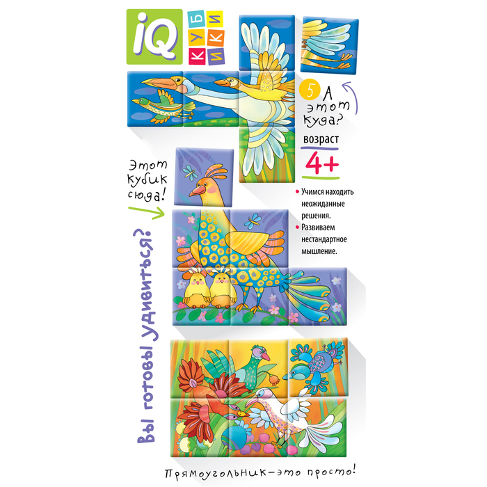 Кубики "Вот какие птички", 6 штук