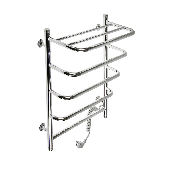 Полотенцесушитель электрический с полкой "Ларис Стандарт" П5, 500х660 мм, 186 Вт, правый