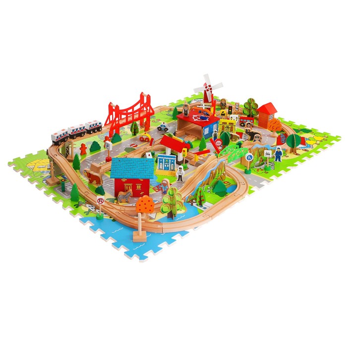 Железная дорога "Пригород", 125 элементов, коврик EVA в комплекте