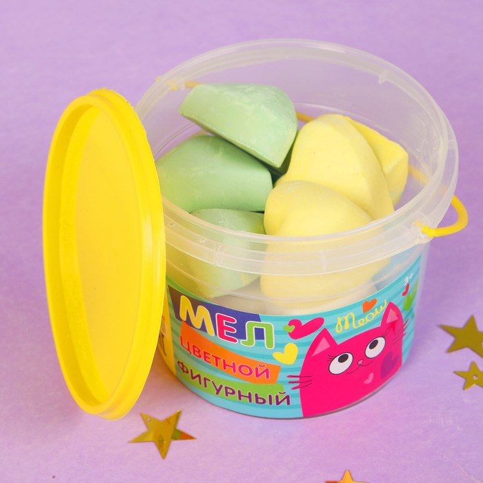 Мел цветной фигурный (сердечки) в ведре 15 шт 18401