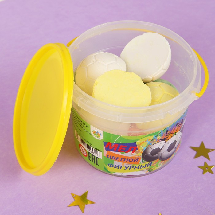 Мел цветной фигурный (футбольный мяч) в ведре 12 шт 18403