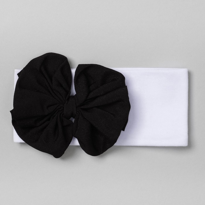 Повязка детская "Бантик" белая с чёрным бантом,  р-р 52, 100% хл, интерлок