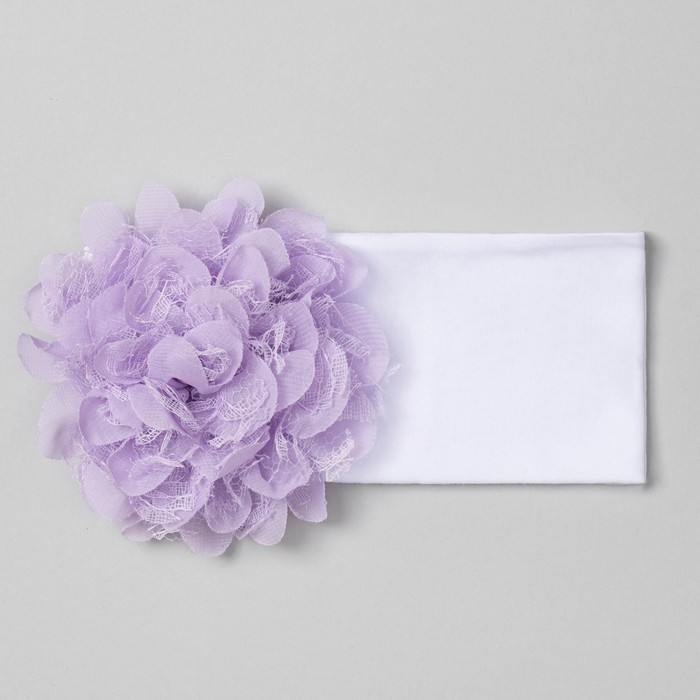 Повязка детская "Цветочек" белая с сиреневым цветком,  р-р 52, 100% хл., интерлок