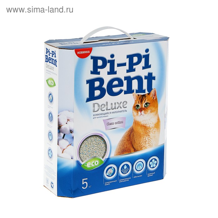 

Наполнитель комкующийся Pi-Pi-Bent "DeLuxe Clean cotton", 5 кг