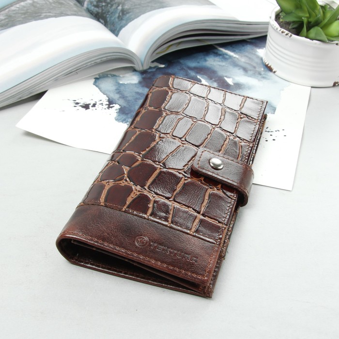 Кошелёк мужской, 2 отдела, для карт, для монет, пулап/скат, цвет коричневый